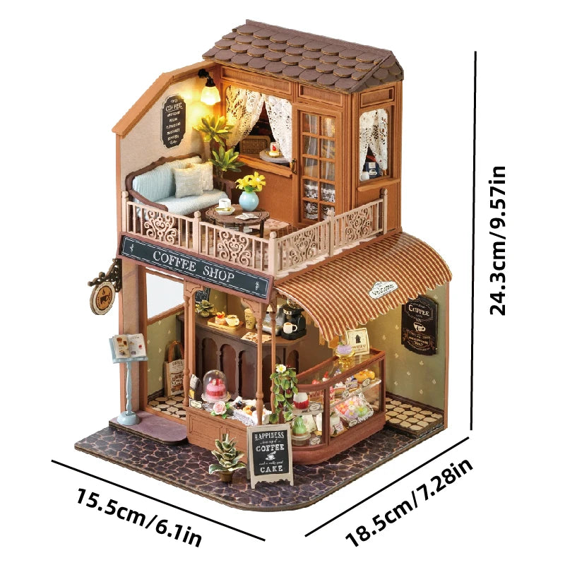 DIY Wooden Miniature Dollhouse Kit with LED