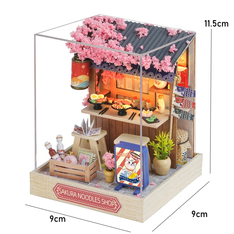 DIY Wooden Miniature Dollhouse Kit with LED