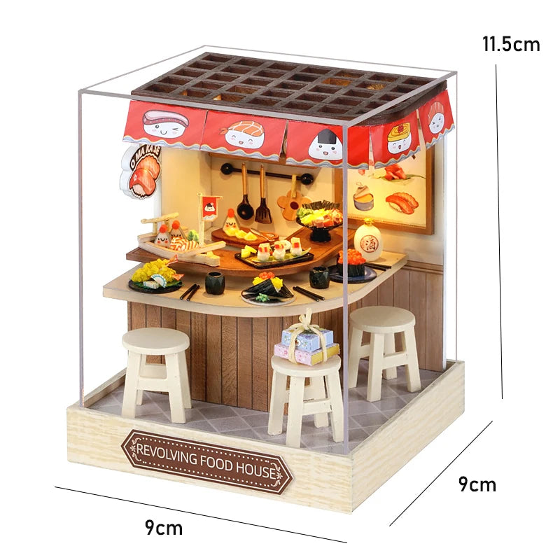 DIY Wooden Miniature Dollhouse Kit with LED