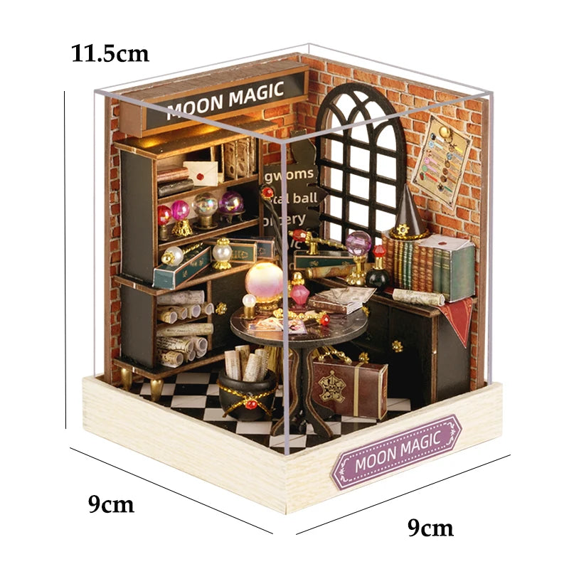 DIY Wooden Miniature Dollhouse Kit with LED