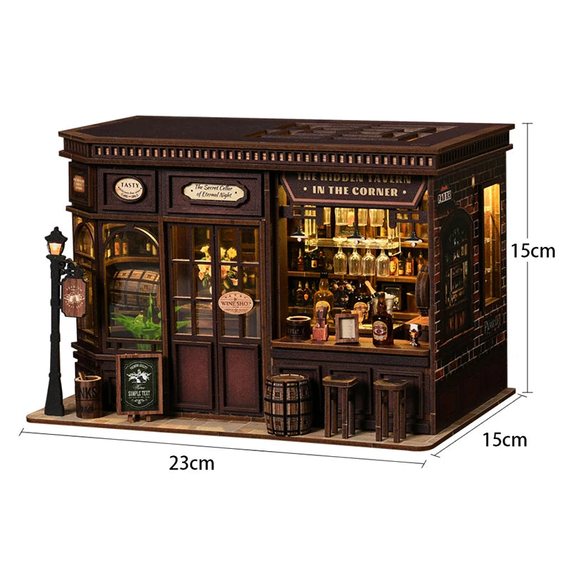 DIY Wooden Miniature Dollhouse Kit with LED