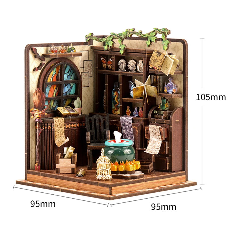 DIY Wooden Miniature Dollhouse Kit with LED
