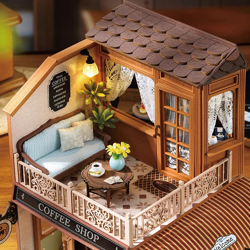DIY Wooden Miniature Dollhouse Kit with LED