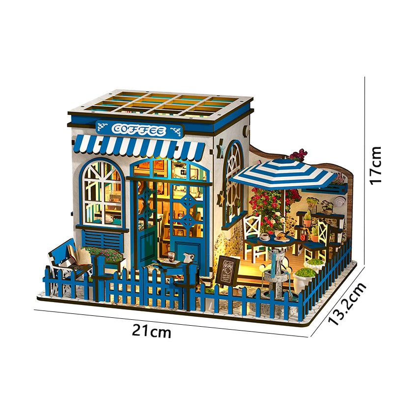 DIY Wooden Miniature Dollhouse Kit with LED