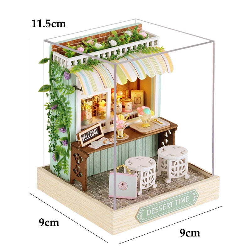 DIY Wooden Miniature Dollhouse Kit with LED