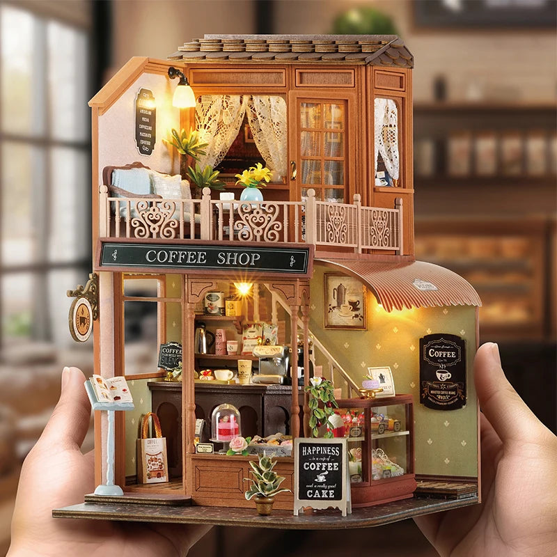 DIY Wooden Miniature Dollhouse Kit with LED